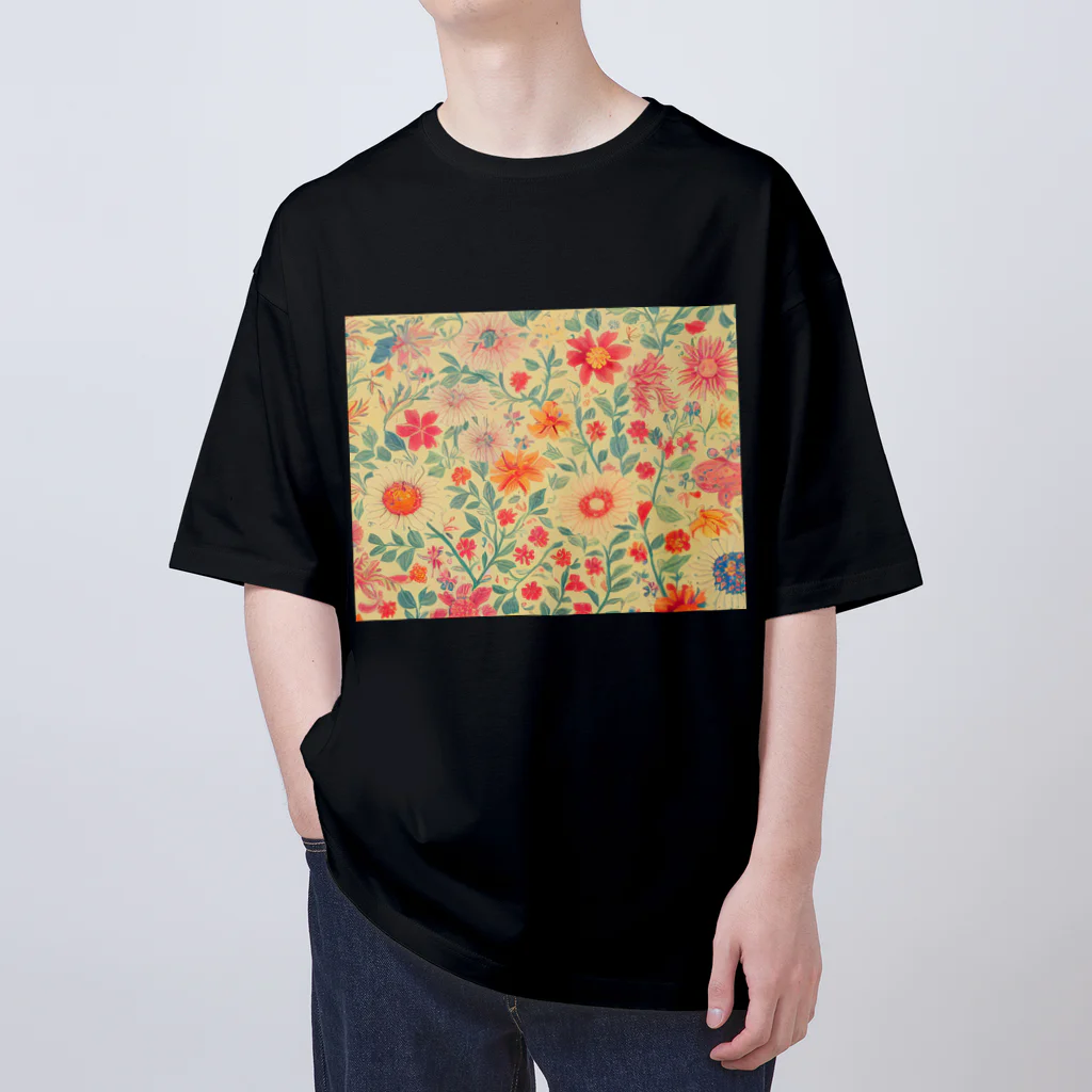 Wearing flashy patterns as if bathing in them!!(クソ派手な柄を浴びるように着る！)の花柄その5 Oversized T-Shirt