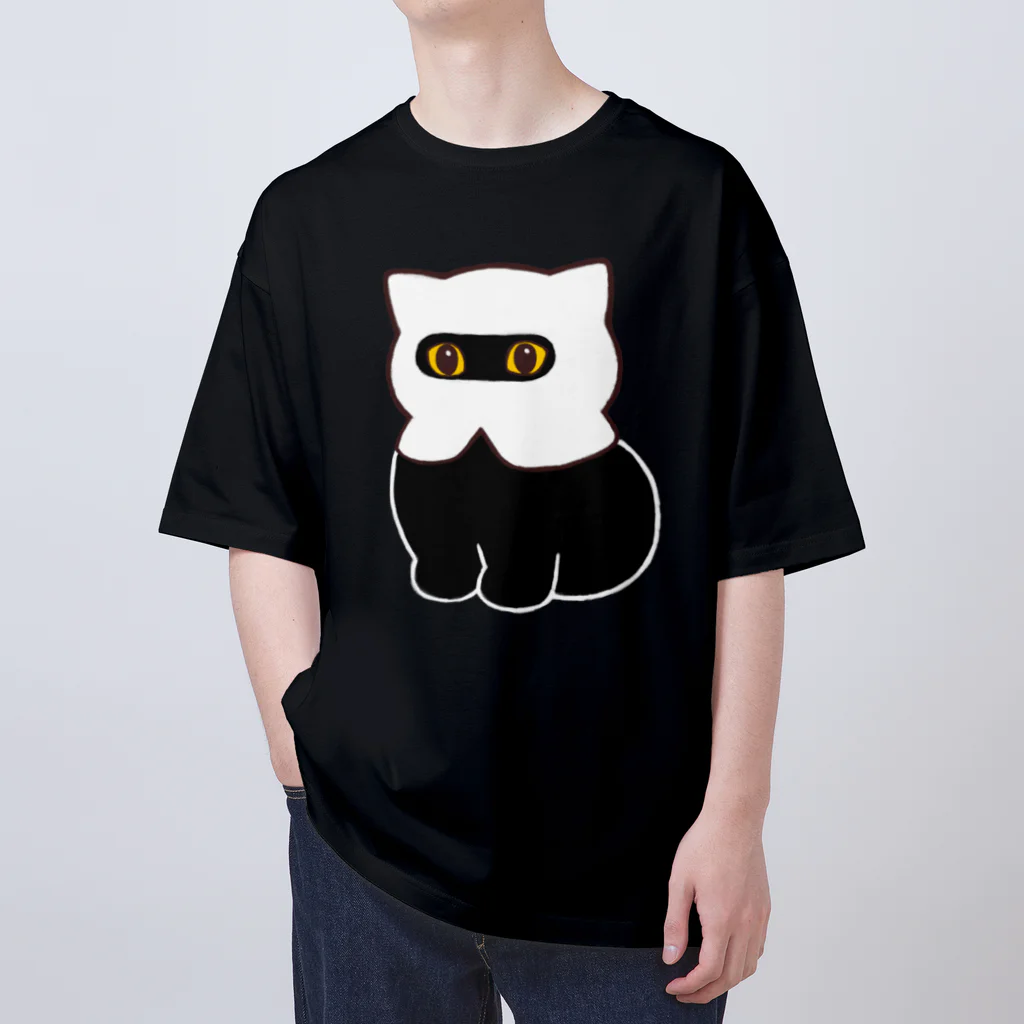 ふわにゃんshopの目出し帽にゃんこ(黒) Oversized T-Shirt