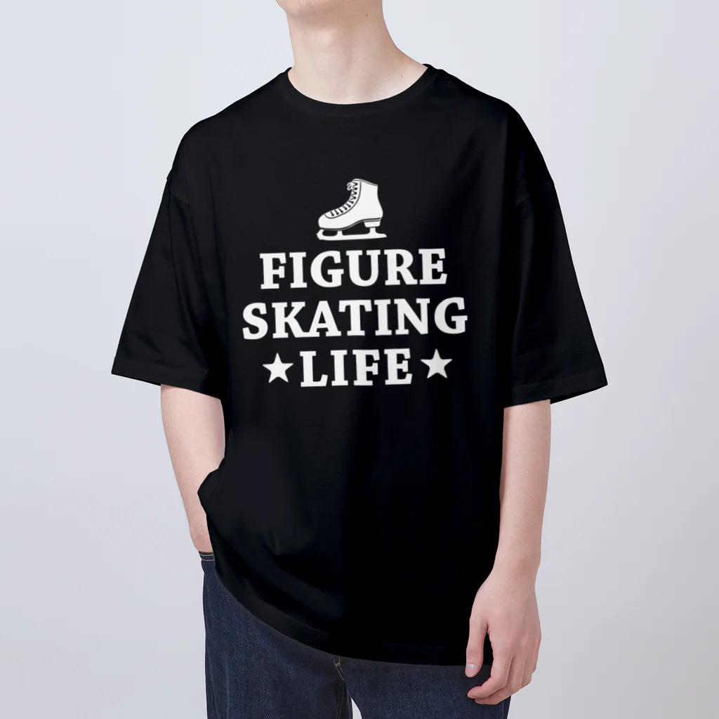 sports_tower スポーツタワーのフィギュアスケート・白・figure skating・グッズ・デザイン・フィギアスケート・#Tシャツ・ステップ・スピン・ジャンプ・スケート靴イラスト・技・男子・女子・かっこいい・かわいい・アイスダンス Oversized T-Shirt