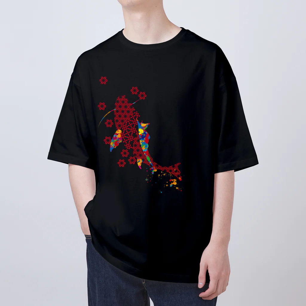 cuuyabowの鯉のぼり・和柄＆スプラッシュ / Red Oversized T-Shirt