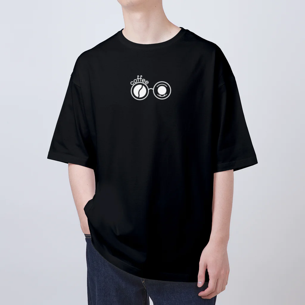 珈琲好きのメガネ女子のm&c  (ロゴホワイト) オーバーサイズTシャツ