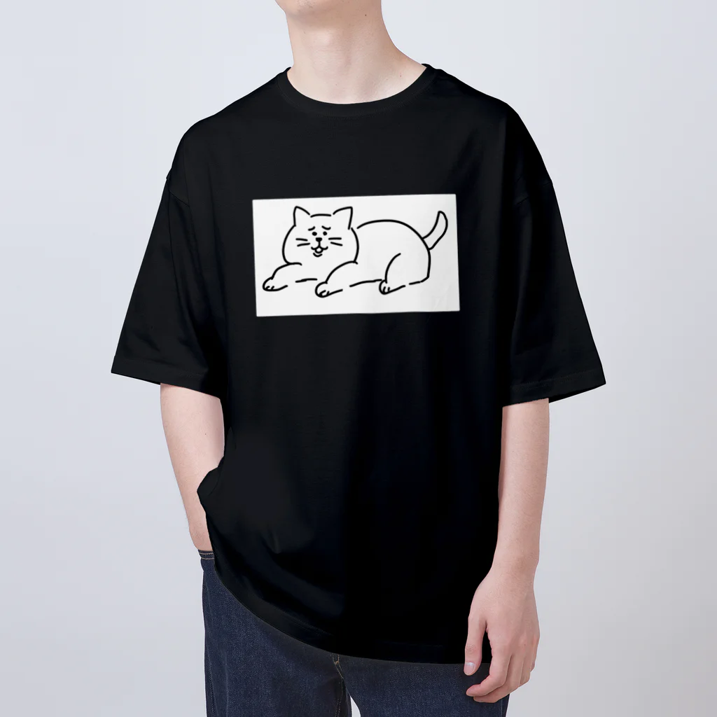 にこみもちのやつの苦笑い猫（白） オーバーサイズTシャツ