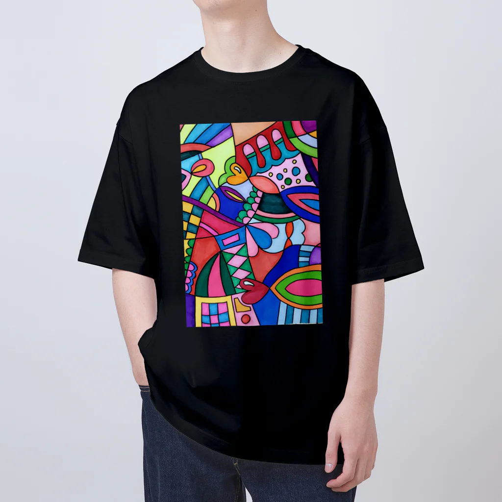 結華の障害者アート 手描きイラスト カラフル オーバーサイズTシャツ