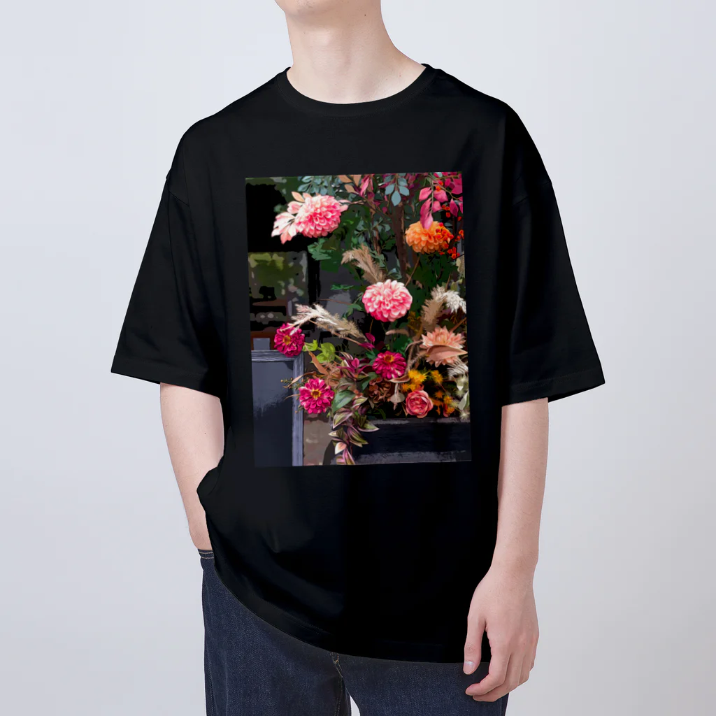 Das ist hübschのDahlia Vase - oil painting-  オーバーサイズTシャツ