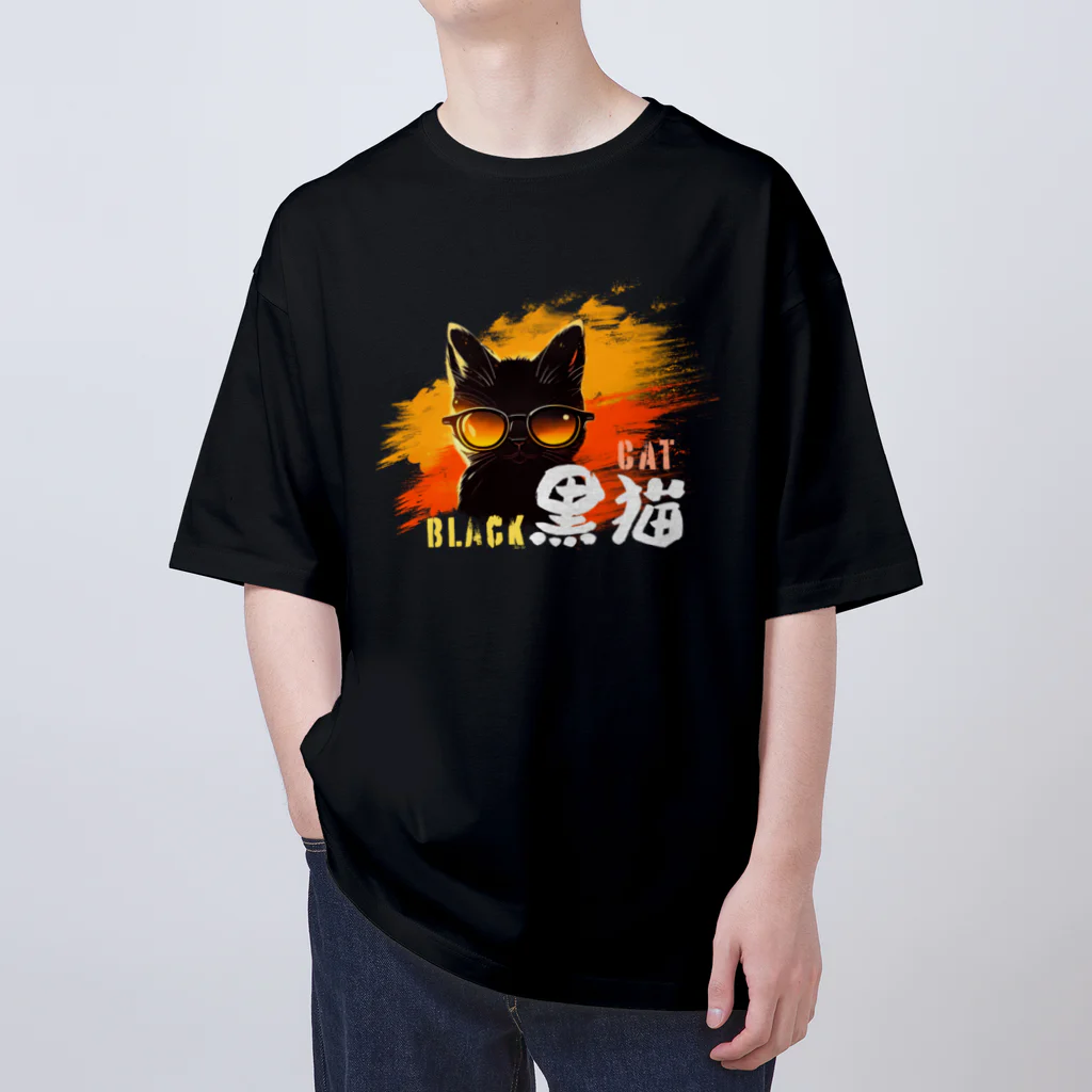 ArayashikI_Japanのサングラス黒猫【濃色系アパレル】 オーバーサイズTシャツ