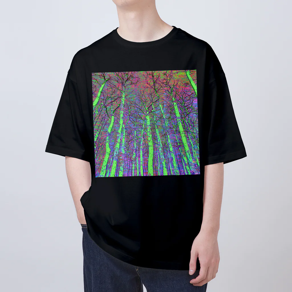 水草のサイケデリックな林 オーバーサイズTシャツ