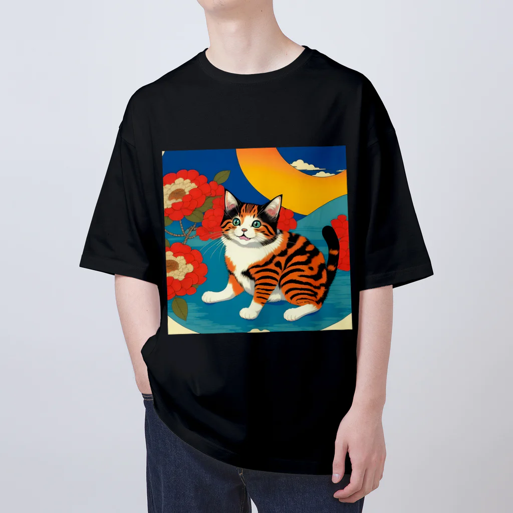 トカゲの猫浮き絵（夏） オーバーサイズTシャツ