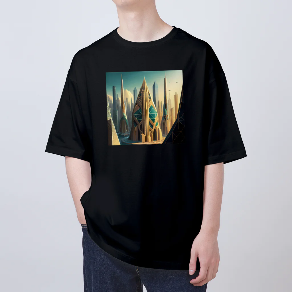 のんびりアート工房のジオメトリック都市 Oversized T-Shirt