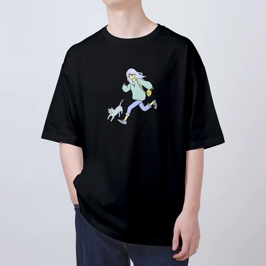 れーれーの女の子と猫走る Oversized T-Shirt