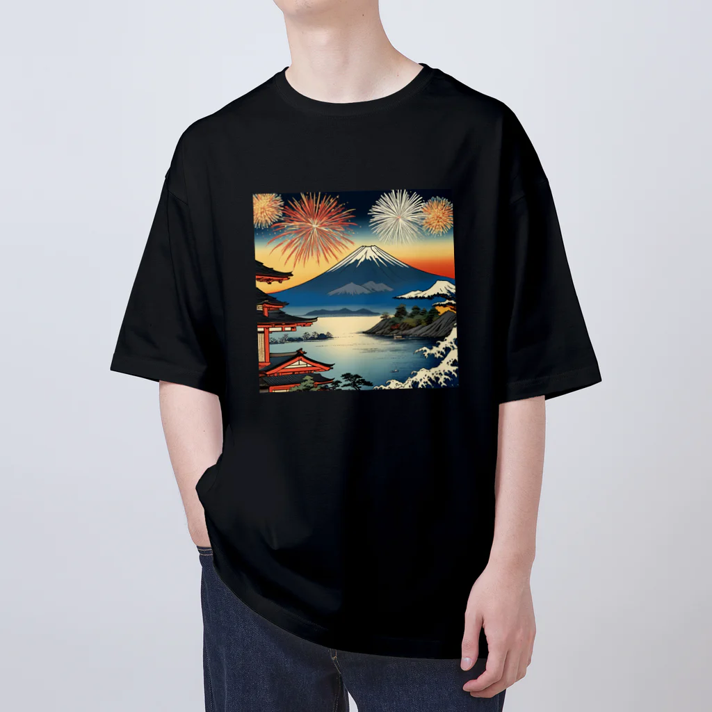 日本の風景 COOL JAPANの日本の風景、夏の風物詩、花火　Japan in summer、HANABI Oversized T-Shirt