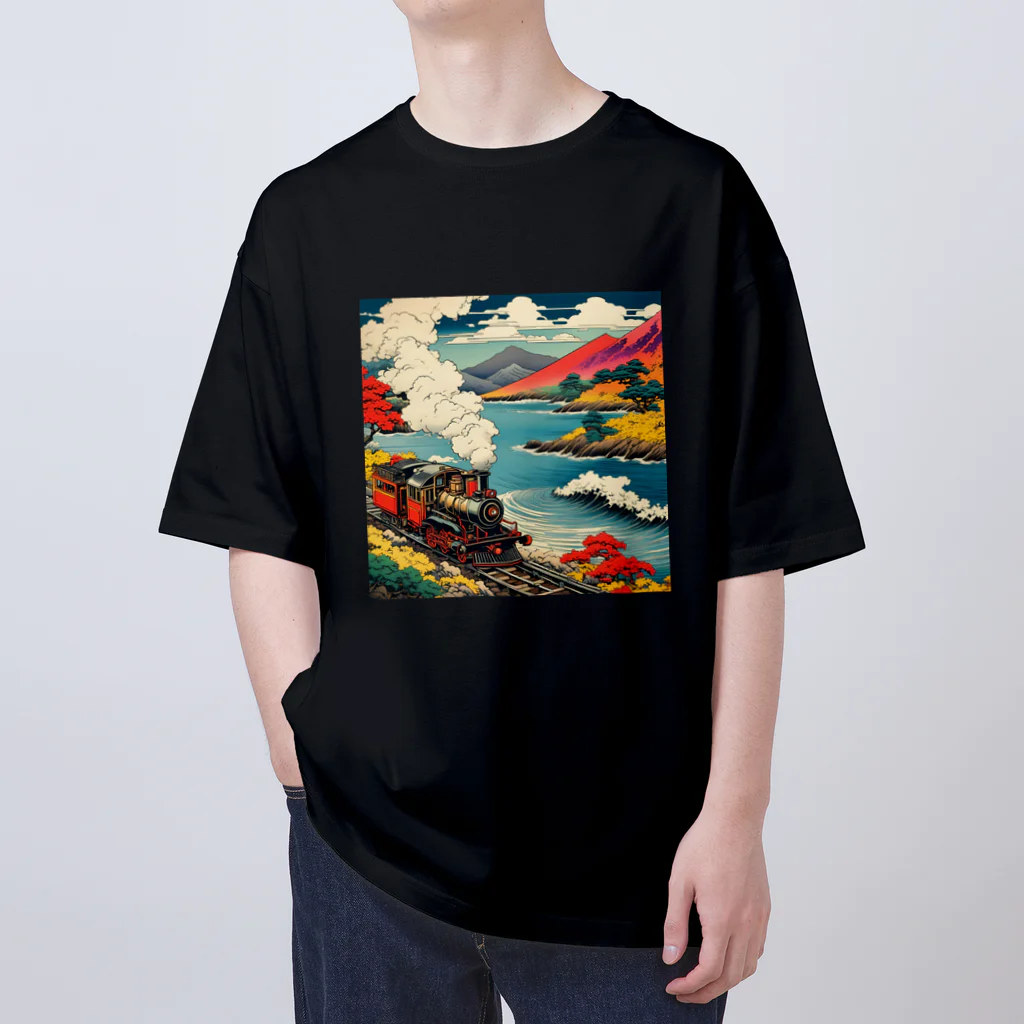 日本の風景 COOL JAPANの日本の風景:SL 蒸気機関車、Japanese senery:SL Steam locomotive オーバーサイズTシャツ