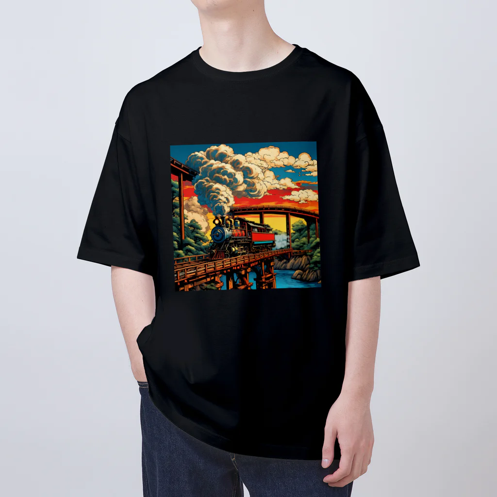 日本の風景 COOL JAPANの日本の風景:SL 蒸気機関車、Japanese senery:SL Steam locomotive オーバーサイズTシャツ