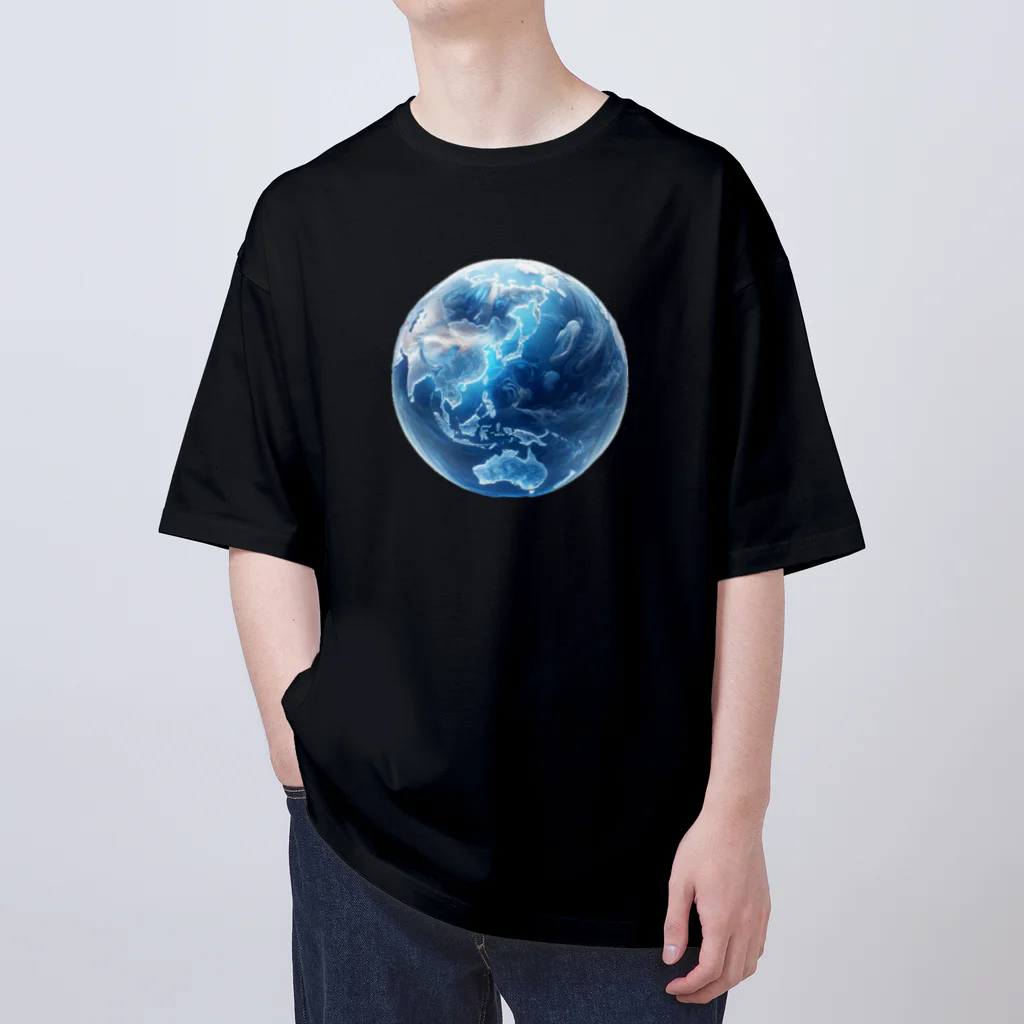 Ryoukaの地球_ガラス玉 オーバーサイズTシャツ