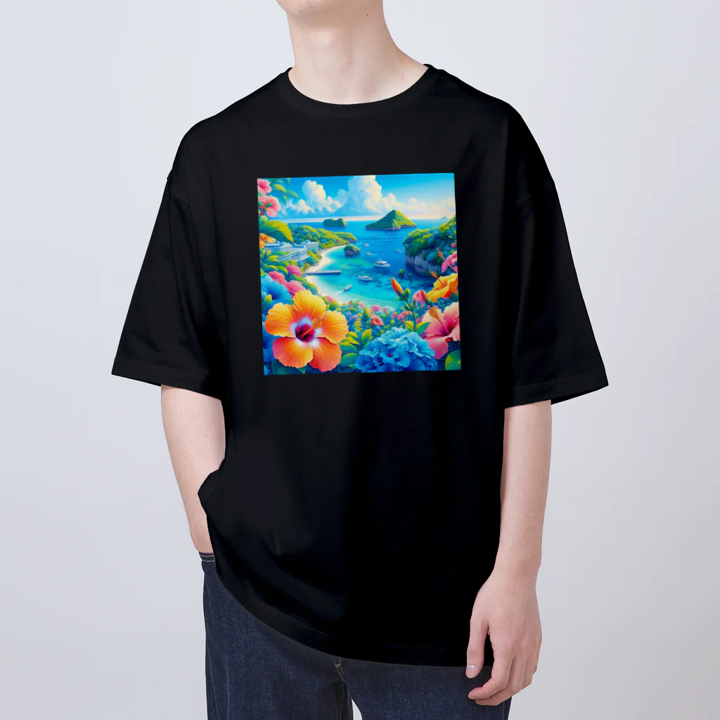 日本の風景 COOL JAPANの日本の風景:沖縄の海でゆんたく、Japanese scenery: Relaxing on the sea in Okinawa  Oversized T-Shirt