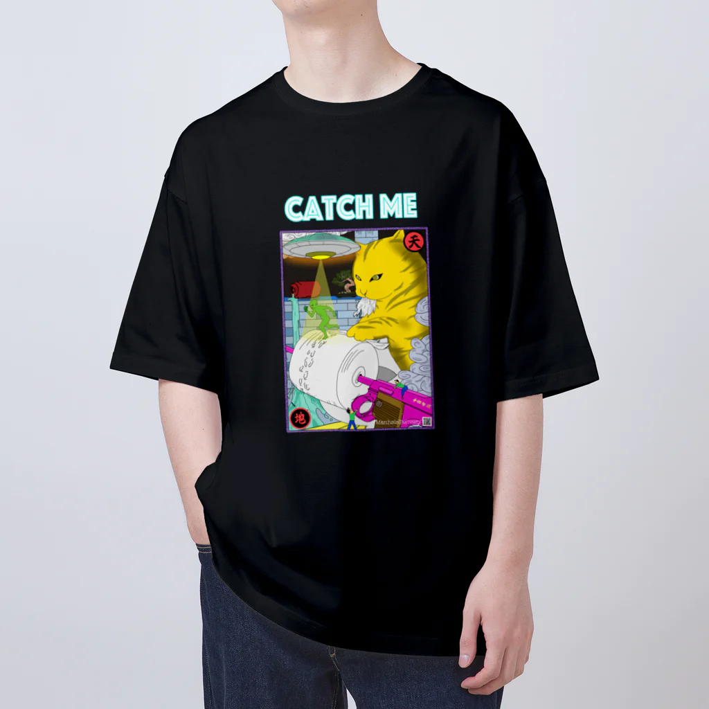 Manhole Delivery　の宇宙人と戯れる猫 オーバーサイズTシャツ Oversized T-Shirt