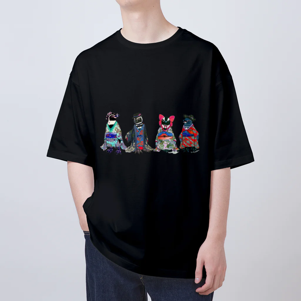 ヤママユ(ヤママユ・ペンギイナ)の桜梅桃李-Spheniscus Kimono Penguins- オーバーサイズTシャツ