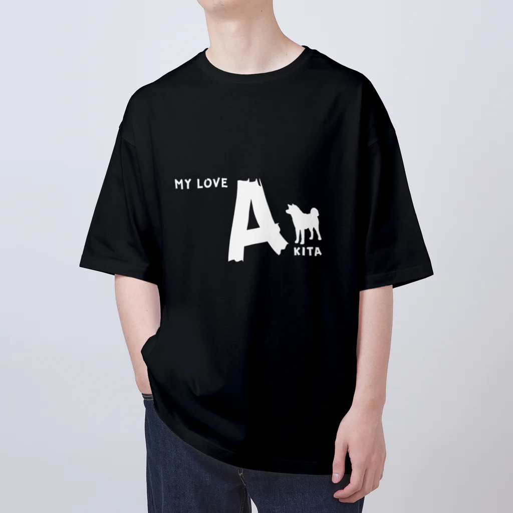 onehappinessのMY LOVE AKITA（秋田犬）　ホワイト オーバーサイズTシャツ