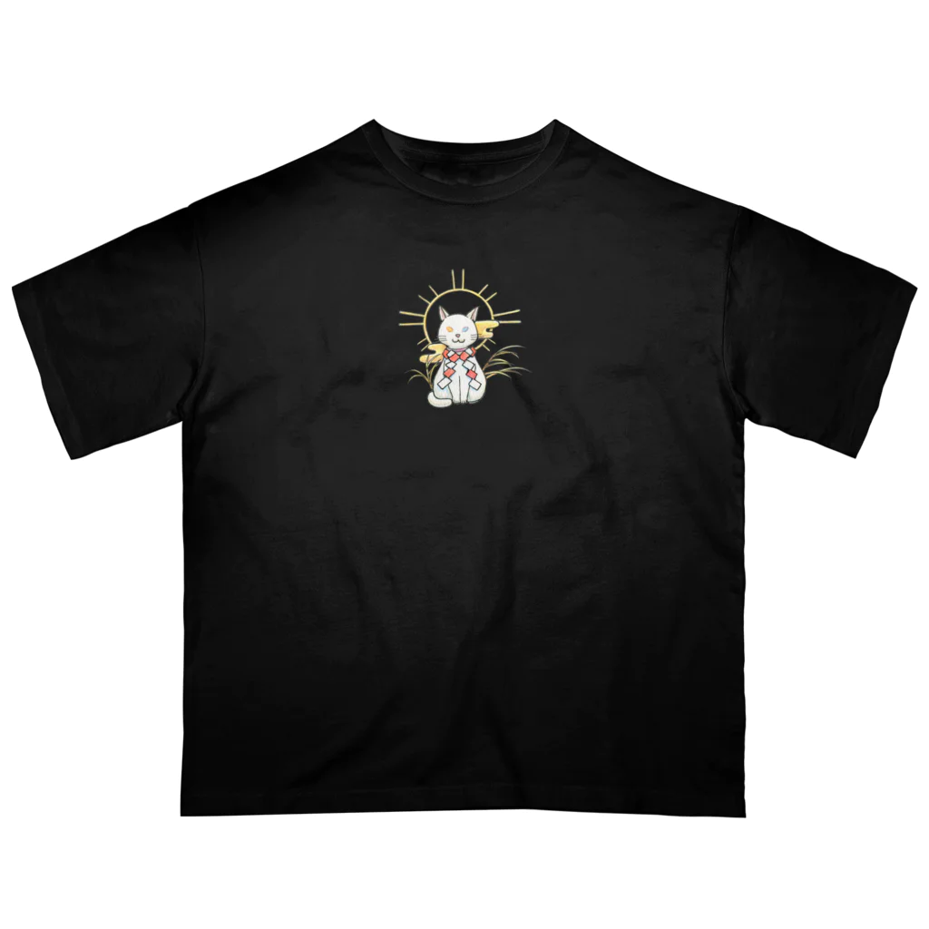 猫神神社の天照白猫神 オーバーサイズTシャツ