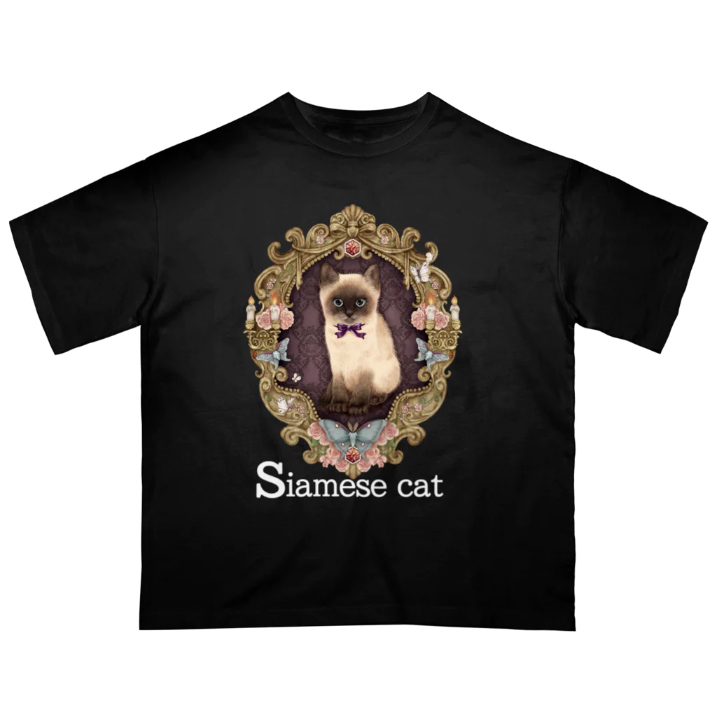 千秋薫オリジナルshopの夜中のシャム猫 オーバーサイズTシャツ