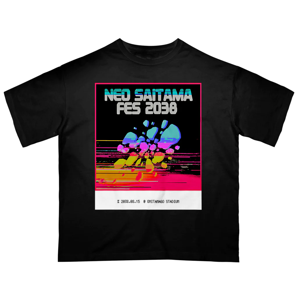 ニンジャスレイヤー公式/ダイハードテイルズの【両面な】NEO SAITAMA FES 2038 オーバーサイズTシャツ