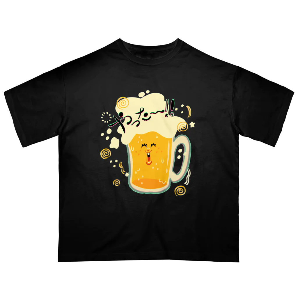 愉快レトロ雑貨屋★39太郎のやった〜★ビール君 オーバーサイズTシャツ