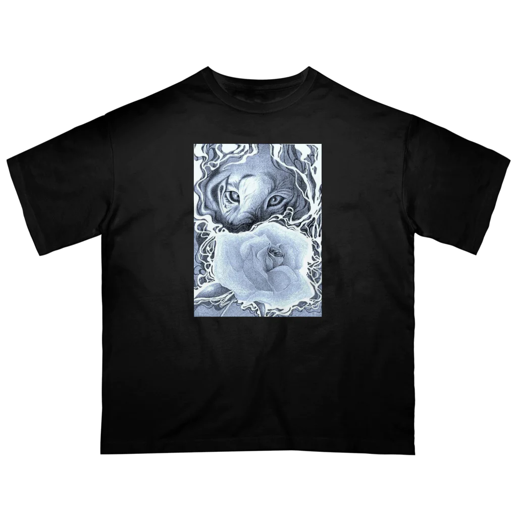 福　来の虎と薔薇 Oversized T-Shirt