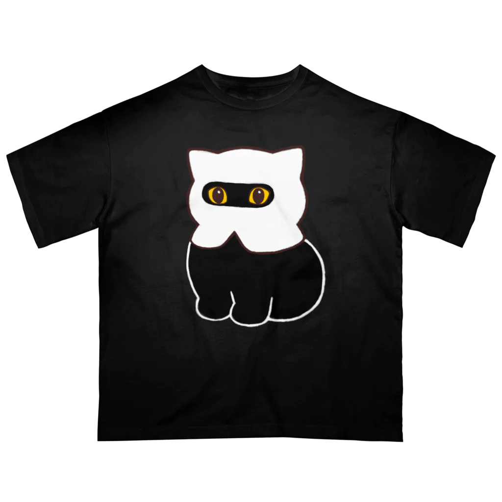 ふわにゃんshopの目出し帽にゃんこ(黒) Oversized T-Shirt