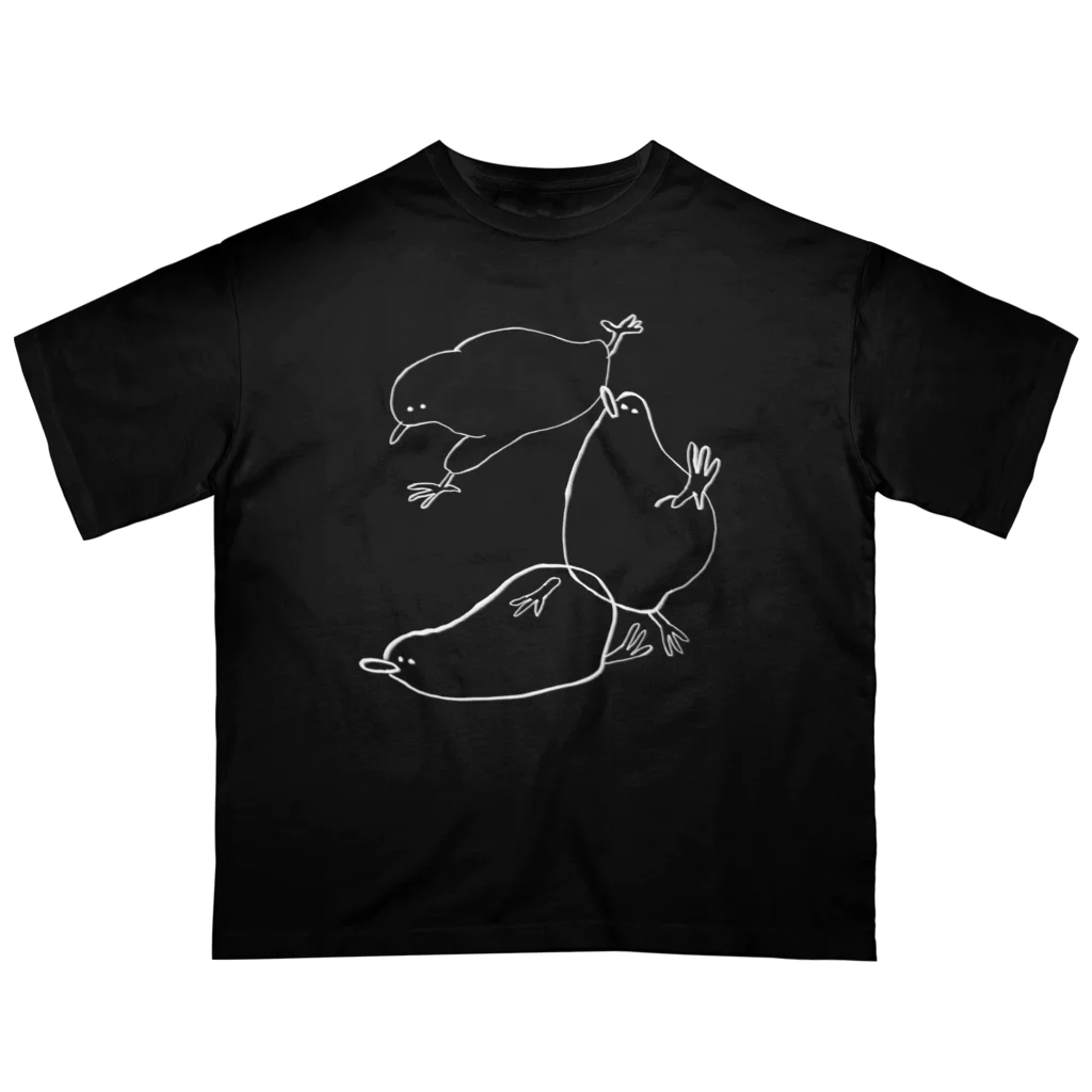 Satellite Yetiの嬉々として踊るキーウィ（しろ） Oversized T-Shirt