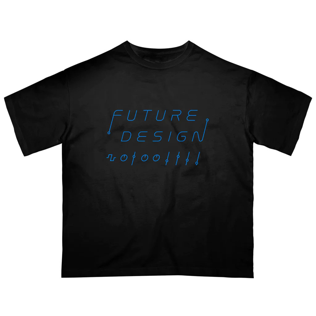 FUTURE VIBES DESIGNのFUTURE DESIGN（水色ライン） オーバーサイズTシャツ