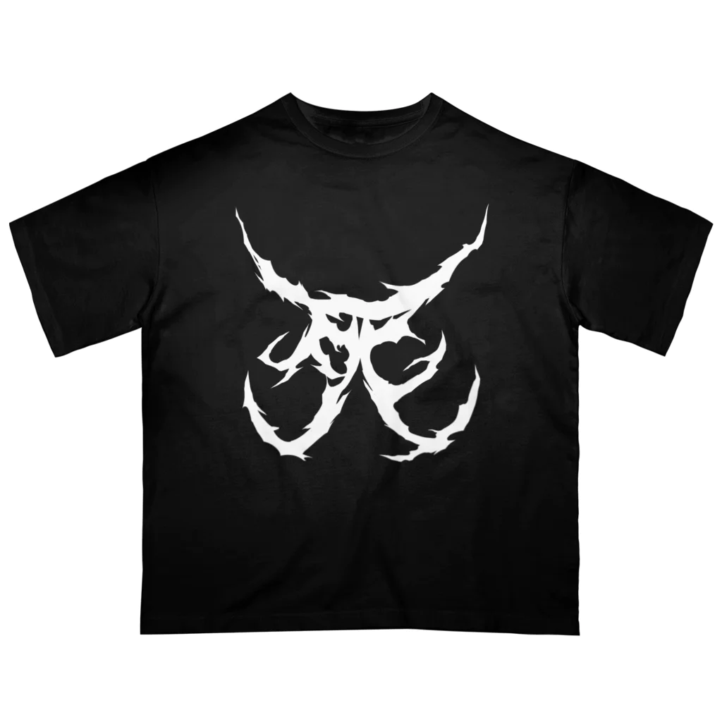 Hachijuhachiの死　DEATH METAL LOGO WHITE オーバーサイズTシャツ