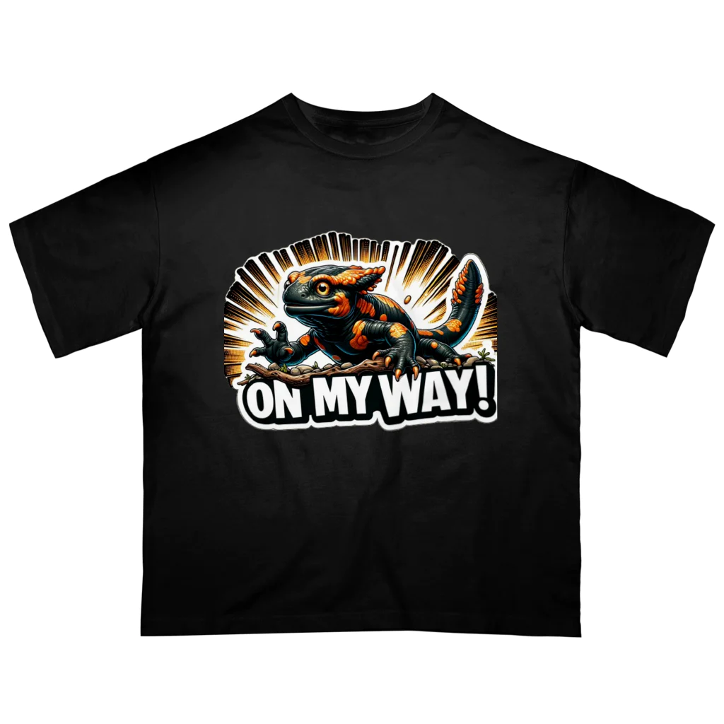 Baby_of_Gorillaのファイヤーサラマンダー”On My Way !” オーバーサイズTシャツ