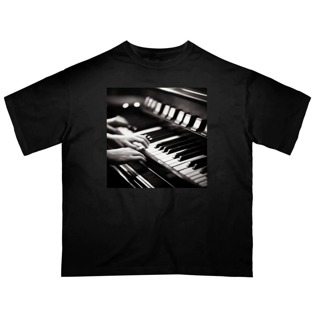 ほっこり絵音舎のビンテージ風ピアノの魔術師 オーバーサイズTシャツ