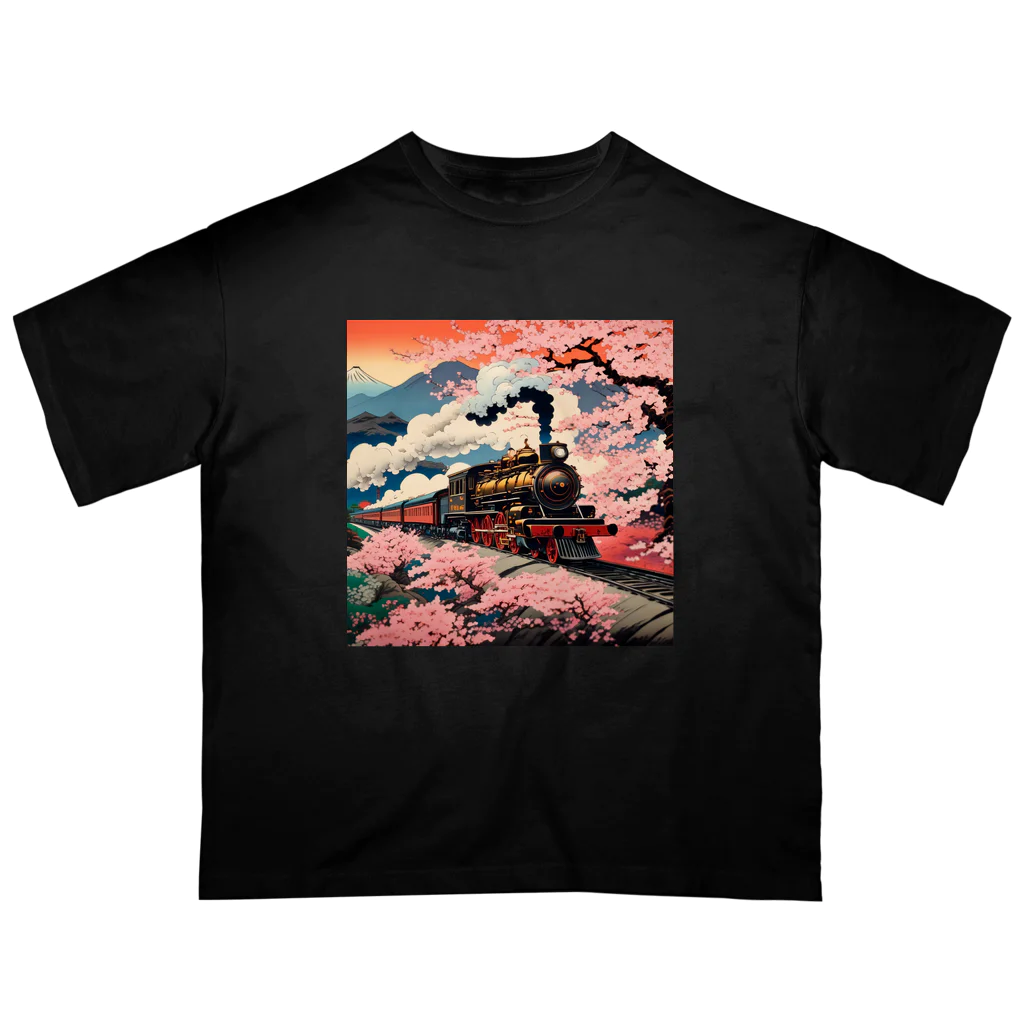 日本の風景 COOL JAPANの日本の風景:SL 蒸気機関車、 Japanese senery: steam locomotive オーバーサイズTシャツ