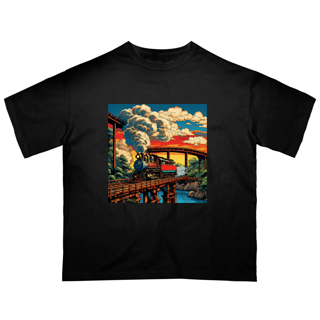 日本の風景 COOL JAPANの日本の風景:SL 蒸気機関車、Japanese senery:SL Steam locomotive オーバーサイズTシャツ