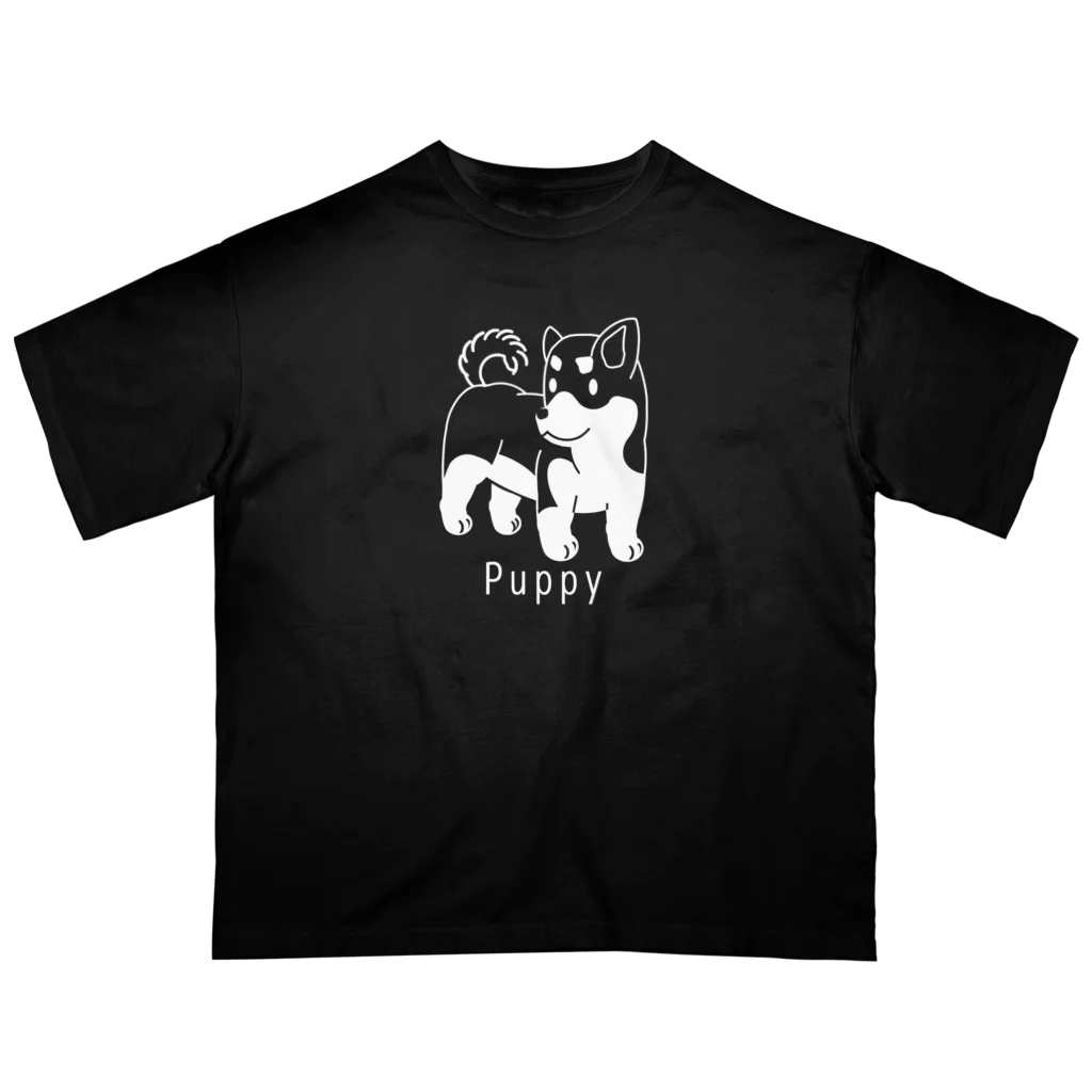 図鑑Tのスズリの黒柴のこいぬ オーバーサイズTシャツ