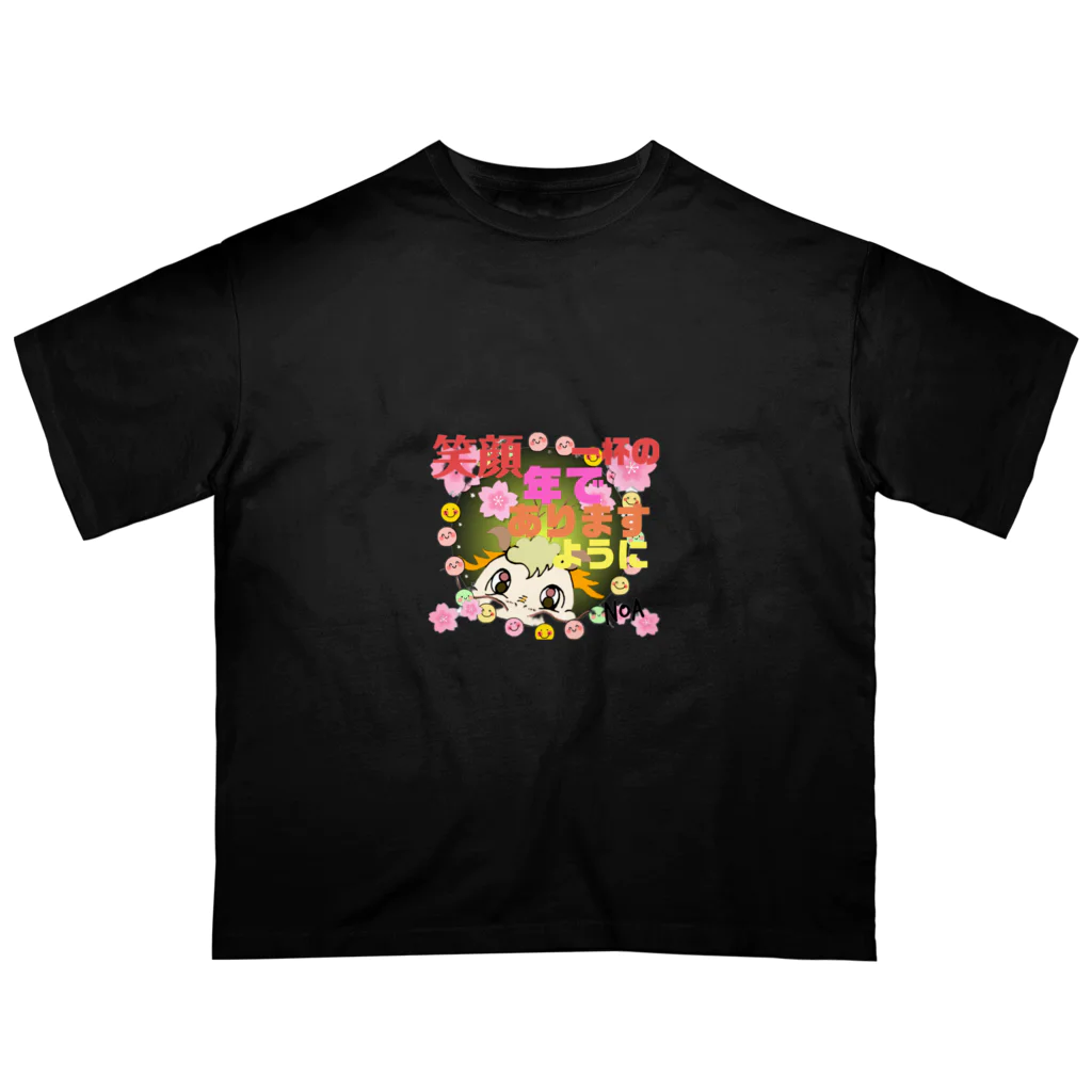 porte☘️bonheur〜ﾎﾟﾙﾄ·ﾎﾞﾇｰﾙの龍神〜AURA〜笑顔 オーバーサイズTシャツ