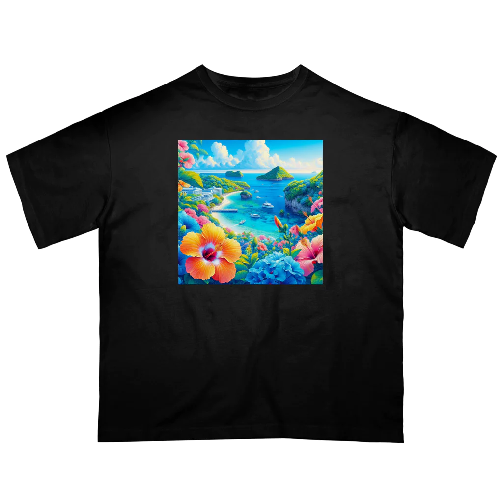 日本の風景 COOL JAPANの日本の風景:沖縄の海でゆんたく、Japanese scenery: Relaxing on the sea in Okinawa  Oversized T-Shirt