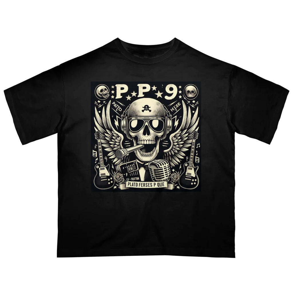 Prosperous Peony 6のバンド風Tシャツ　髑髏 Oversized T-Shirt