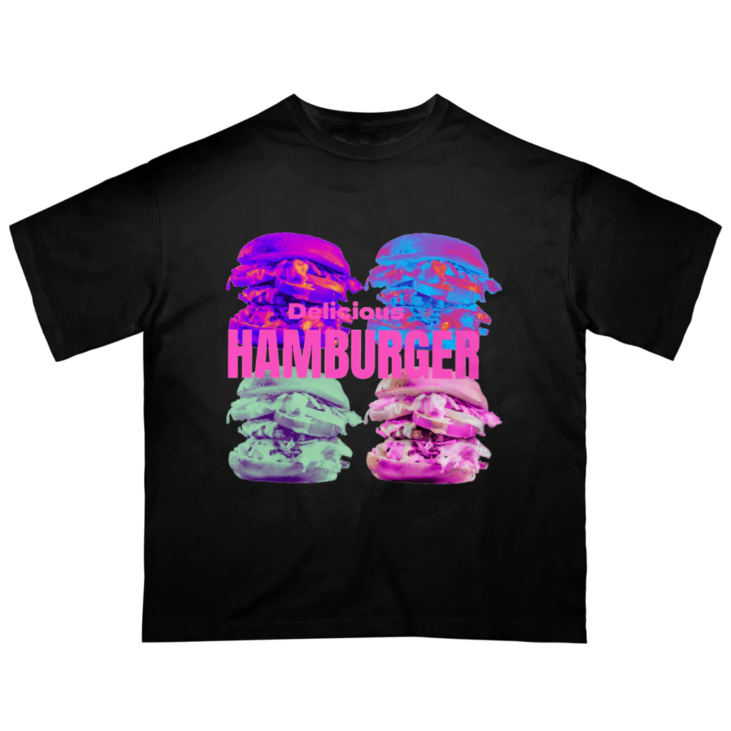 DeliciousHAMBURGERのDelicious HAMBURGER🍔ネオン4カラーバーガー オーバーサイズTシャツ