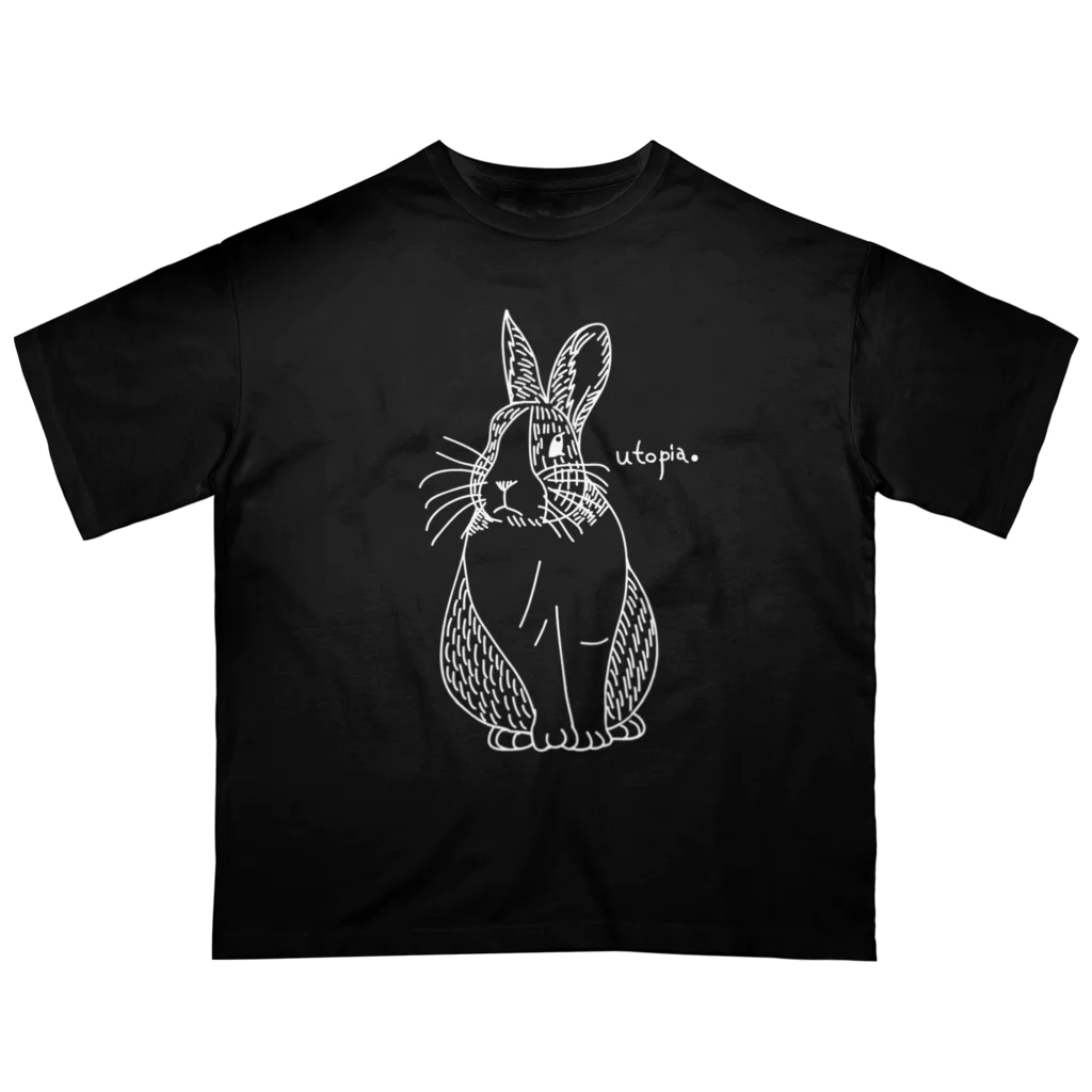 羽深の玩具の【復刻】ユートピアのTシャツBLACK Oversized T-Shirt