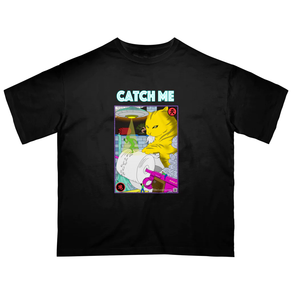 Manhole Delivery　の宇宙人と戯れる猫 オーバーサイズTシャツ Oversized T-Shirt