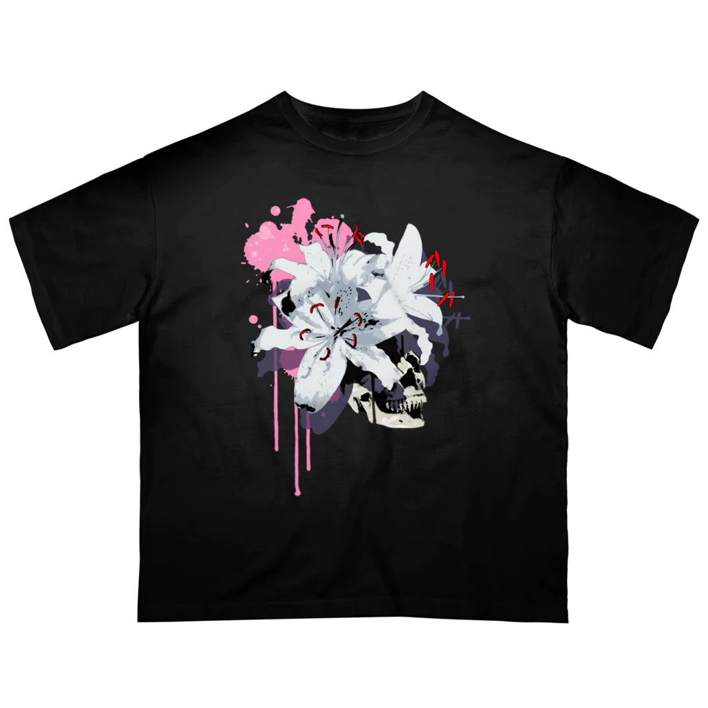 nanaqsaのLily Skull [Pink] オーバーサイズTシャツ