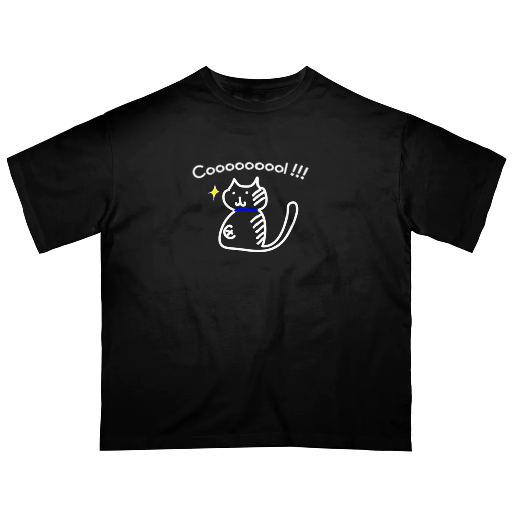 ZEROcustomのでべそ白猫「cool」 オーバーサイズTシャツ