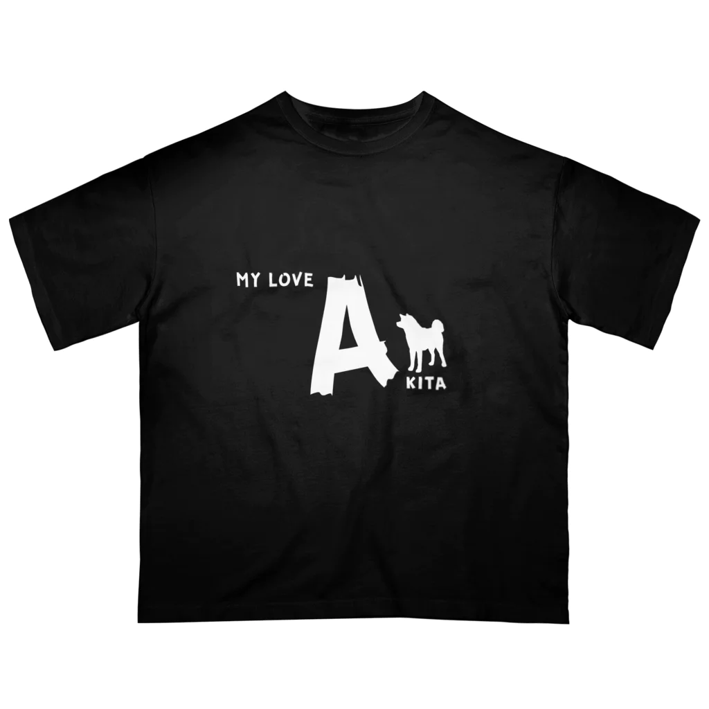 onehappinessのMY LOVE AKITA（秋田犬）　ホワイト オーバーサイズTシャツ