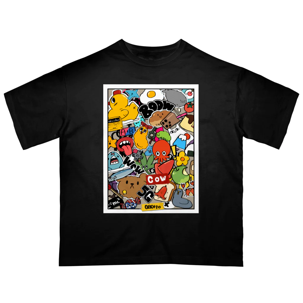 おかゆ帝国のステッカーボム アート おかゆ帝国 Oversized T-Shirt