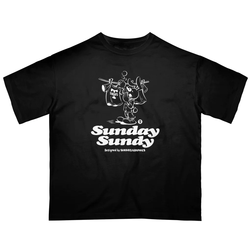 SUNDAYS GRAPHICSのSUNDAY SUNDY No.2 (白ロゴ) オーバーサイズTシャツ