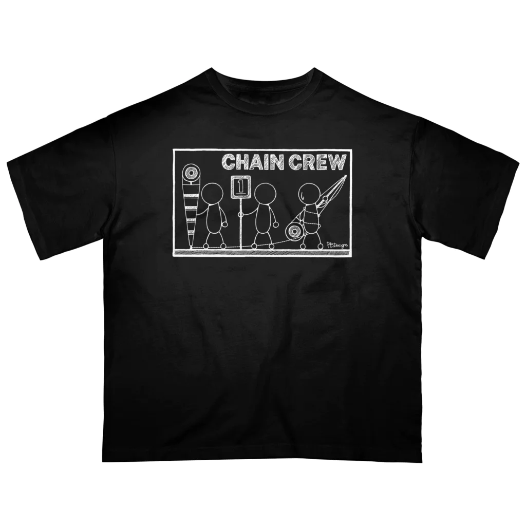 PB.DesignsのPBスティック君 CHAIN CREW Oversized T-Shirt