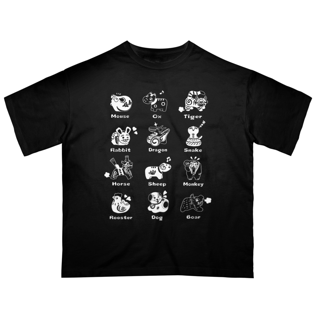 SU-KUのThe Zodiac of Fukushima(白抜き) Oversized T-Shirt