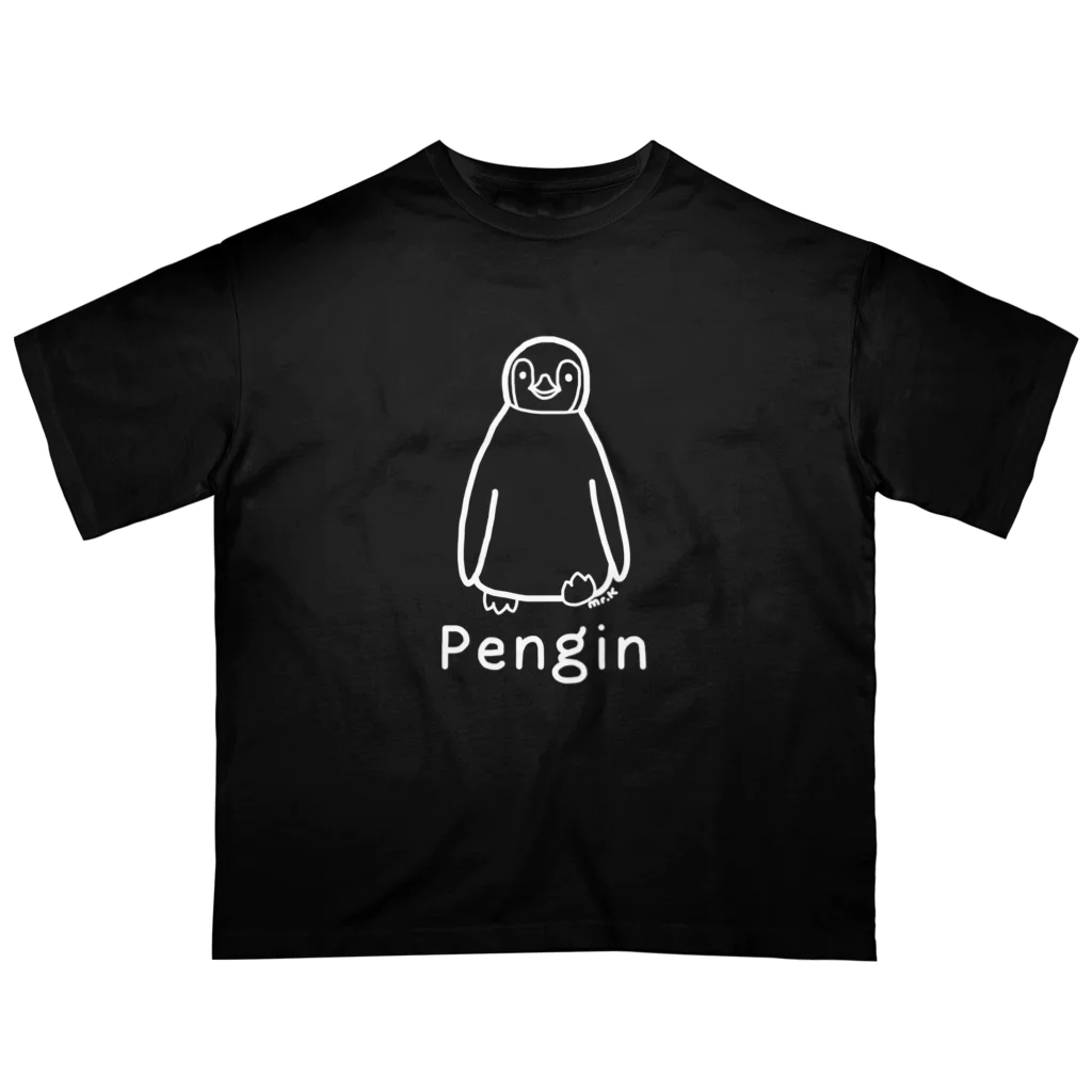 MrKShirtsのPengin (ペンギン) 白デザイン Oversized T-Shirt