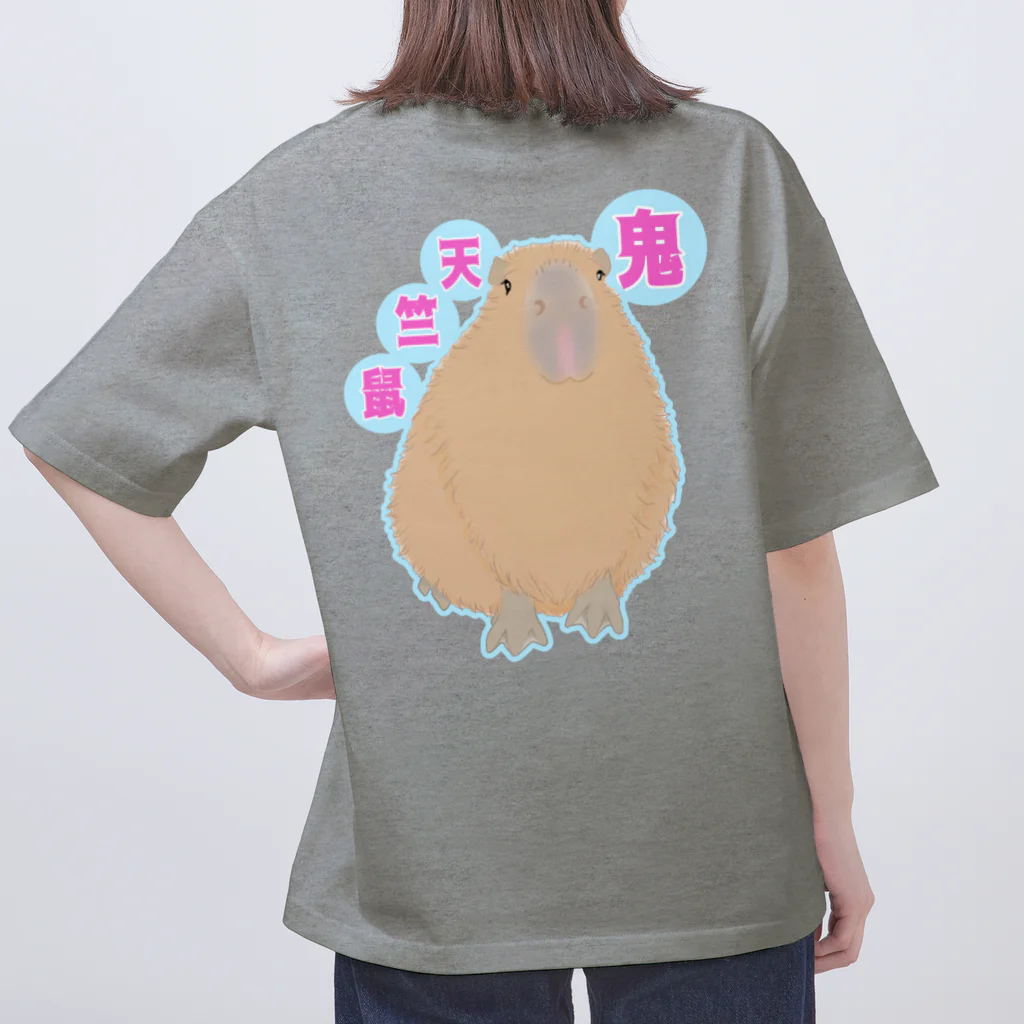 LalaHangeulの鬼天竺鼠(カピバラ) バックプリント オーバーサイズTシャツ